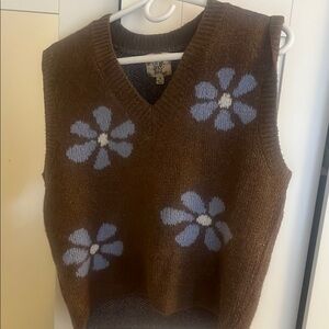 Vintage Vibes Brown Floral Sweater Vest